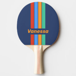 Oude School Retro Regenboog Speld Strepen met Naam Tafeltennisbatje