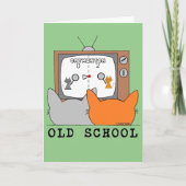 OUDE SCHOOL Retro Video Cats Gamer Birthday Kaart (Voorkant)