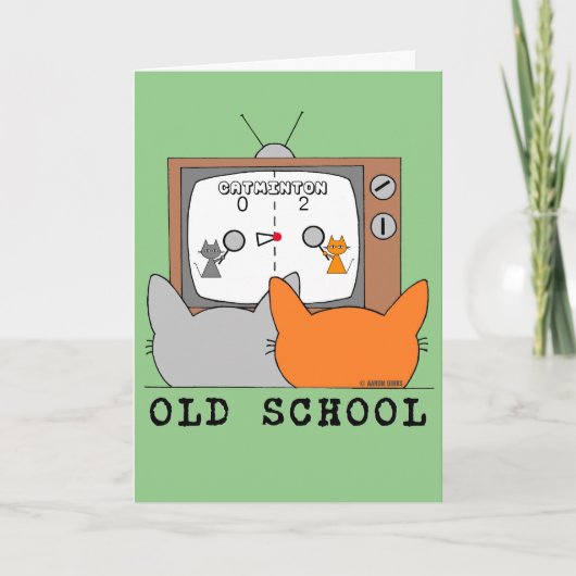 OUDE SCHOOL Retro Video Cats Gamer Birthday Kaart (Voorkant)