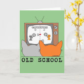 OUDE SCHOOL Retro Video Cats Gamer Birthday Kaart (Gele Bloem)