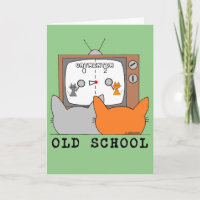 OUDE SCHOOL Retro Video Cats Gamer Birthday Kaart