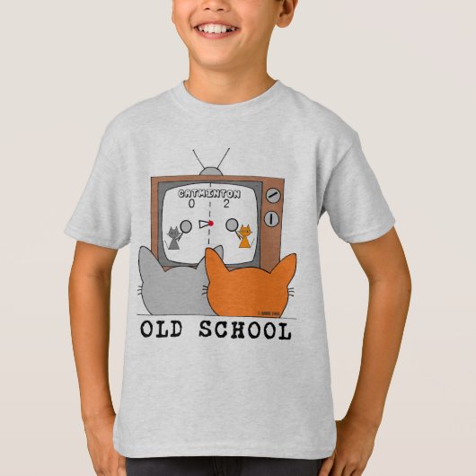 OUDE SCHOOL Retro Video Game Cats T-shirt (Voorkant)