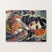 Oude School Schattige Gothic Meisje Legpuzzel (Horizontaal)