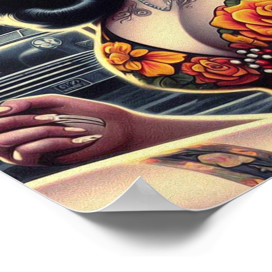 Oude School Schattige Gothic Meisje Poster (Hoek)