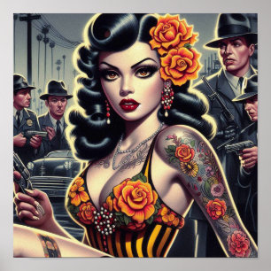 Oude School Schattige Gothic Meisje Poster