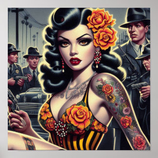 Oude School Schattige Gothic Meisje Poster