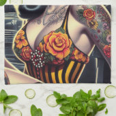 Oude School Schattige Gothic Meisje Theedoek (Gevouwen)