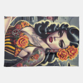 Oude School Schattige Gothic Meisje Theedoek (Horizontaal)