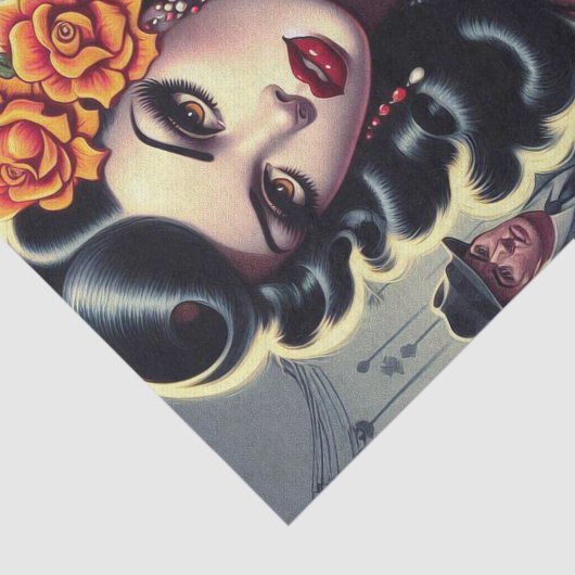 Oude School Schattige Gothic Meisje Tissuepapier (Detail)