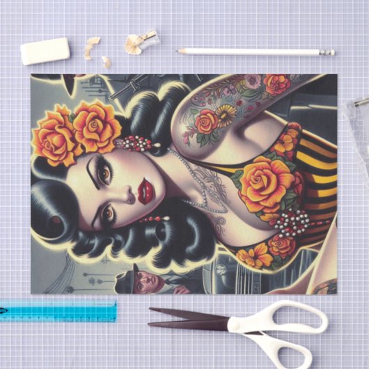 Oude School Schattige Gothic Meisje Tissuepapier (Craft)