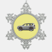 OUDE SCHOOL SUV TIN SNEEUWVLOK ORNAMENT (Voorkant)