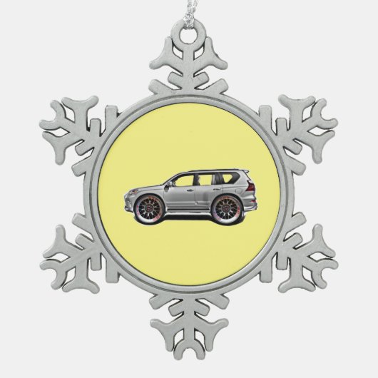 OUDE SCHOOL SUV TIN SNEEUWVLOK ORNAMENT (Voorkant)