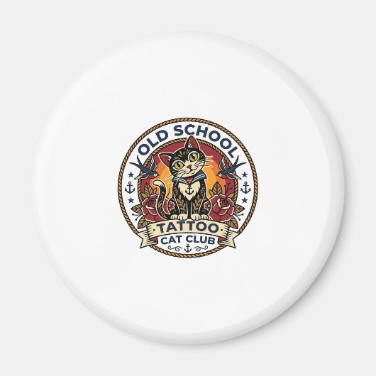 Oude School Tattoo Kat Cute Kitty Ontwerp - Oud Sc Magneet (Voorkant)