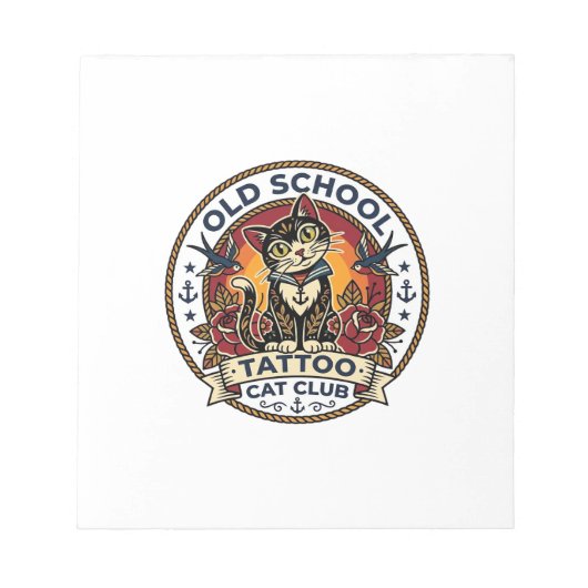 Oude School Tattoo Kat Cute Kitty Ontwerp - Oud Sc Notitieblok (Voorkant)