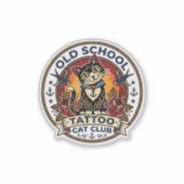 Oude School Tattoo Kat Cute Kitty Ontwerp - Oud Sc Sticker (Voorkant)