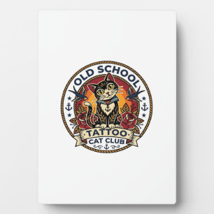 Oude School Tattoo Kat Schattige Kitty Ontwerp - O Fotoplaat