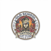 Oude School Tattoo Kat Schattige Kitty Ontwerp - O Sticker (Voorkant)