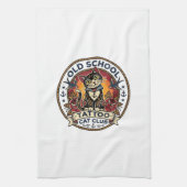 Oude School Tattoo Kat Schattige Kitty Ontwerp - O Theedoek (Verticaal)