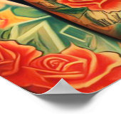 Oude School Tattoo Meisje Poster (Hoek)