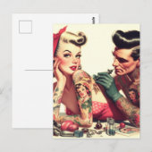  oude school Tattoo paar illustratie Briefkaart (Voorkant / Achterkant)