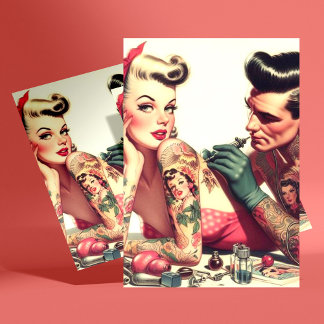 oude school Tattoo paar illustratie Briefkaart