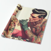  oude school Tattoo paar illustratie Cadeaupapier (Uitgerold)