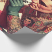  oude school Tattoo paar illustratie Cadeaupapier (Hoek)