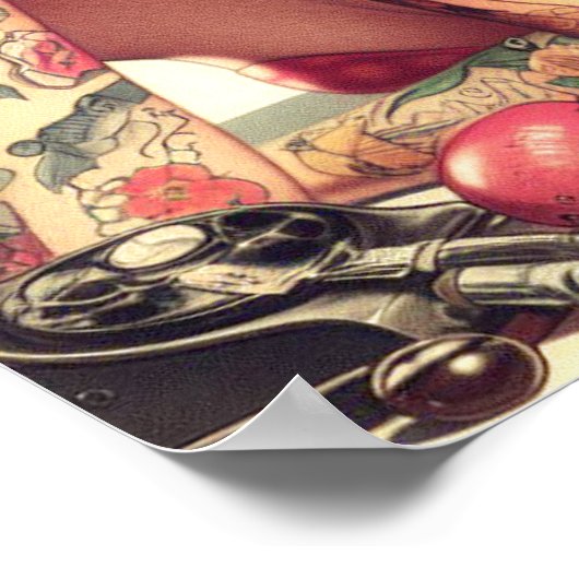  oude school Tattoo paar illustratie Poster (Hoek)