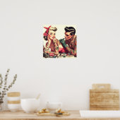  oude school Tattoo paar illustratie Poster (Keuken)