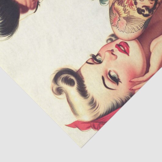  oude school Tattoo paar illustratie Tissuepapier (Detail)