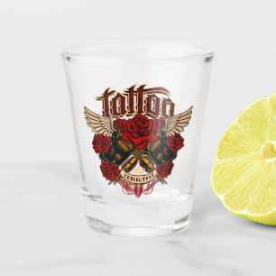 Oude School Tattoo Subcultuur Rozen Knokkels Shot Glas