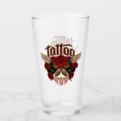 Oude School Tattoo Subcultuur Rozen Vuisten Bier Glas (Voorkant)