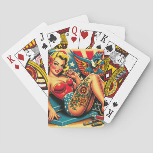 oude school tatttoo pin up pokerkaarten