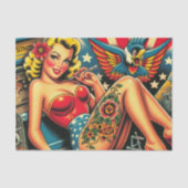  oude school tatttoo pin up tissuepapier (Voorkant)
