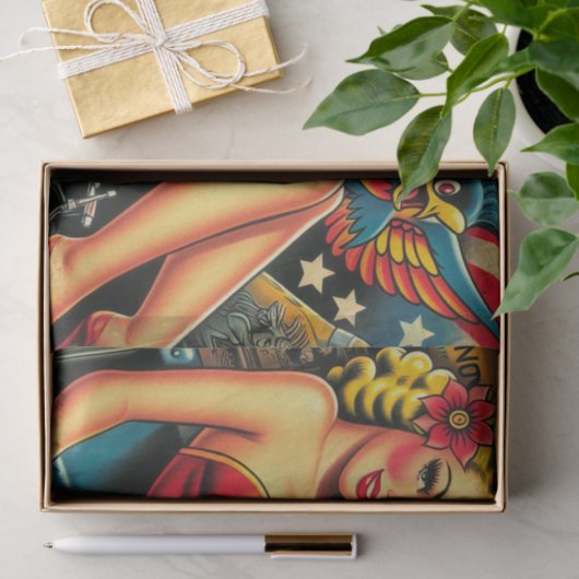  oude school tatttoo pin up tissuepapier (Geschenk)