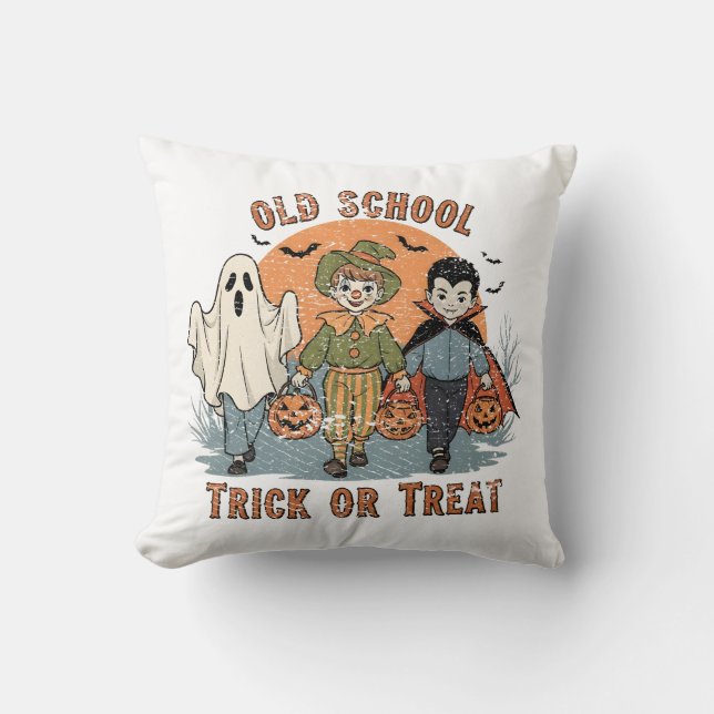 Oude School Trick or Treat Retro Halloween  Kussen (Voorkant)
