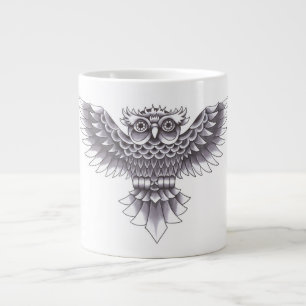 Oude School Uil Tattoo Ontwerp Grote Koffiekop