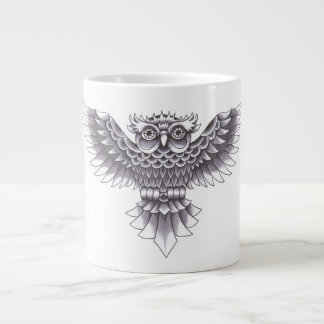 Oude School Uil Tattoo Ontwerp Grote Koffiekop
