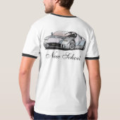 Oude school versus nieuwe schoolauto's t-shirt (Achterkant volledig)