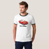 Oude school versus nieuwe schoolauto's t-shirt (Voorkant volledig)