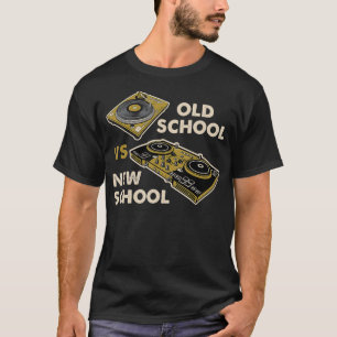 Oude School Vs New School DJ Platenspeler Disco El T-shirt