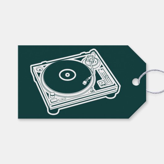 Oude-school was (vinyl) draaitafel cadeaulabel (Voorkant (Horizontaal))