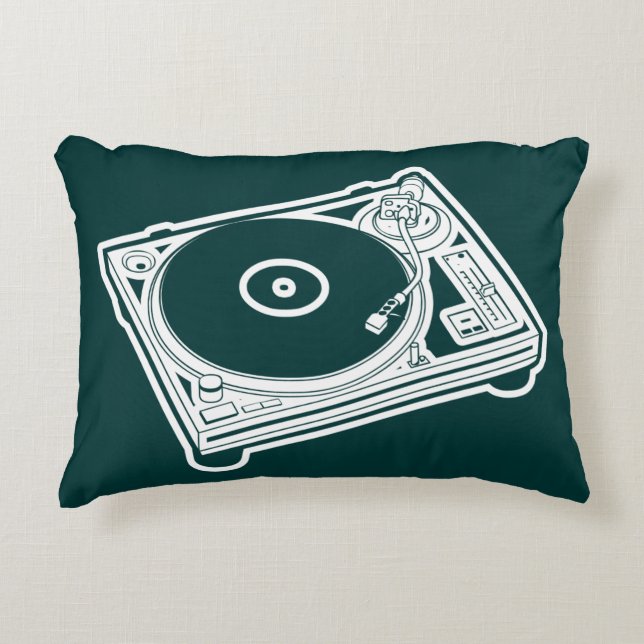 Oude-school was (vinyl) draaitafel decoratief kussen (Voorkant)