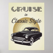 Oude schoolauto met retro gestileerde tekst. poster (Voorkant)