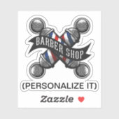 , oude schoolbarber shop (personaliseer het) sticker (Vel)