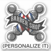 , oude schoolbarber shop (personaliseer het) sticker (Voorkant)