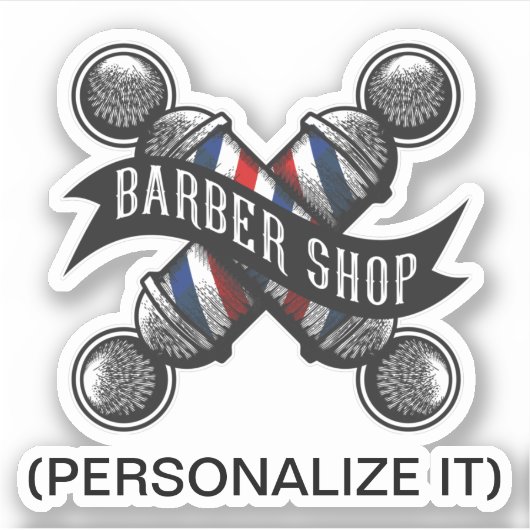 , oude schoolbarber shop (personaliseer het) sticker (Voorkant)