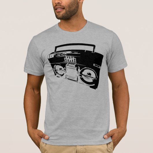 Oude schoolbox Kunst grijs mannen half-gemonteerd  T-shirt (Voorkant)