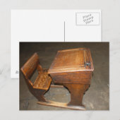 Oude schoolbureau en postkaart voor leerstoel (Voorkant / Achterkant)