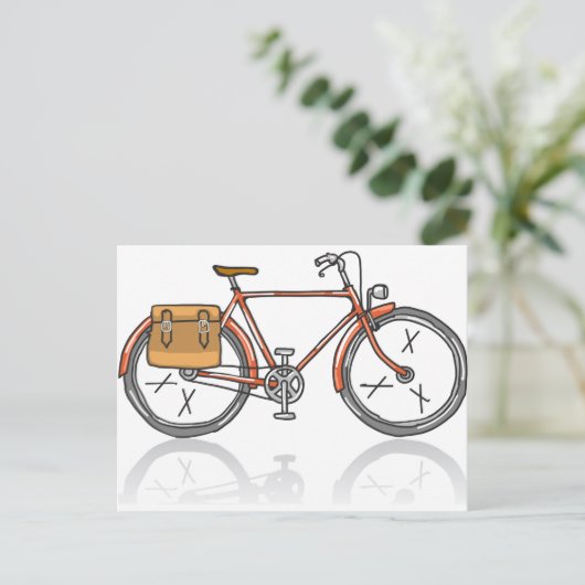Oude schoolfietsenschets briefkaart (Staand voorkant)